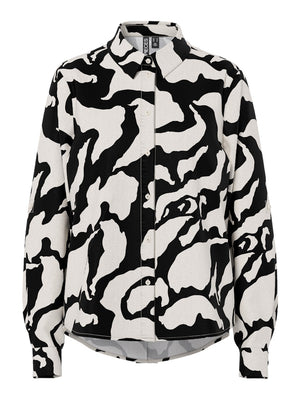 PCTARLEM LS SHIRT - Egret/Black Graphic