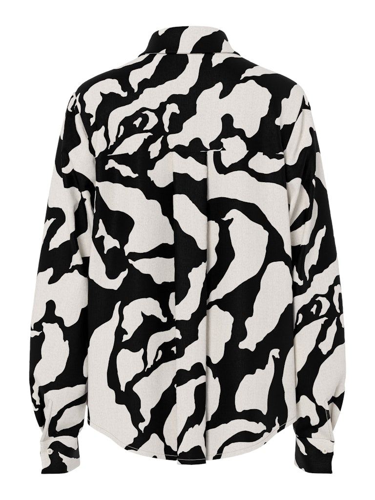 PCTARLEM LS SHIRT - Egret/Black Graphic