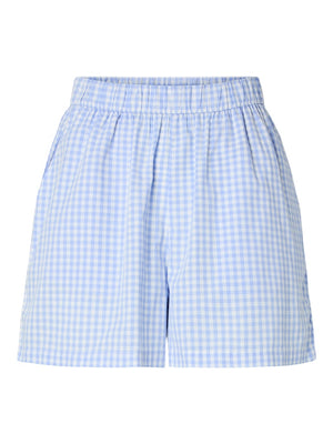 PCBIBBY HW SHORTS - Hydrangea/Cloud Dancer checks
