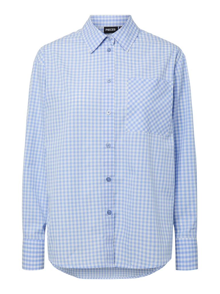 PCBIBBY LS SHIRT - Hydrangea/Cloud Dancer checks