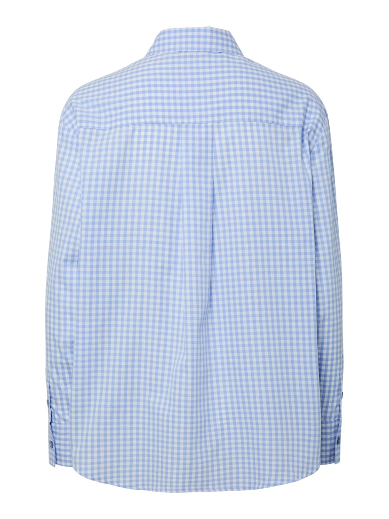 PCBIBBY LS SHIRT - Hydrangea/Cloud Dancer checks