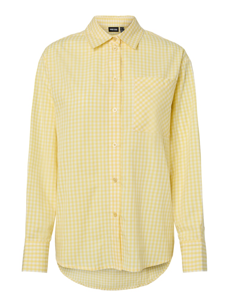 PCBIBBY LS SHIRT - Lemon Drop/Cloud Dancer checks