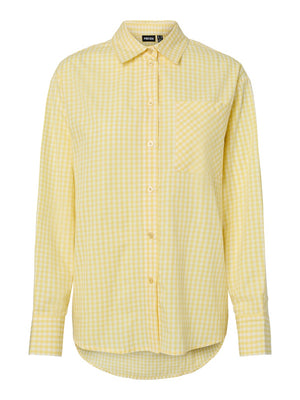 PCBIBBY LS SHIRT - Lemon Drop/Cloud Dancer checks