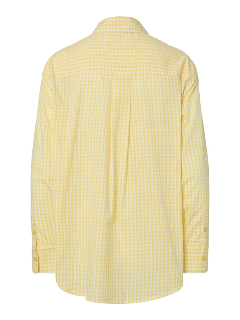 PCBIBBY LS SHIRT - Lemon Drop/Cloud Dancer checks