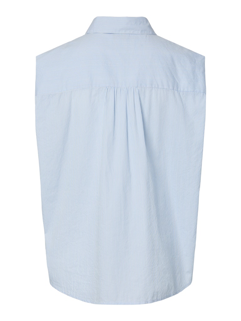 PCGILIA SL SHIRT TOP - Cashmere Blue/Cloud Dancer stripes