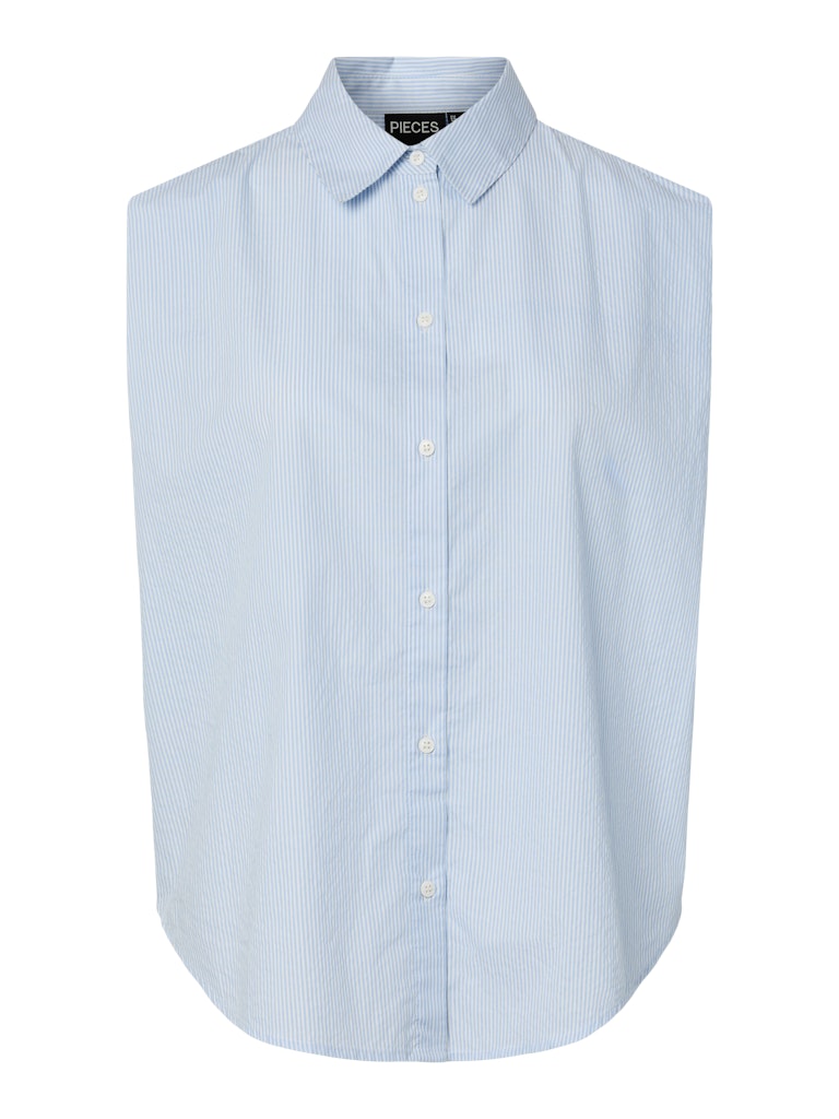 PCGILIA SL SHIRT TOP - Cashmere Blue/Cloud Dancer stripes