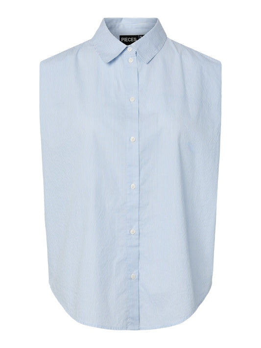 PCGILIA SL SHIRT TOP - Cashmere Blue/Cloud Dancer stripes