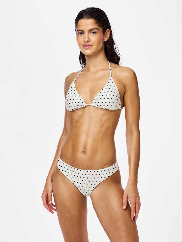PCBAOMI BIKINI TRIANGLE TOP - Egret/Black Dot