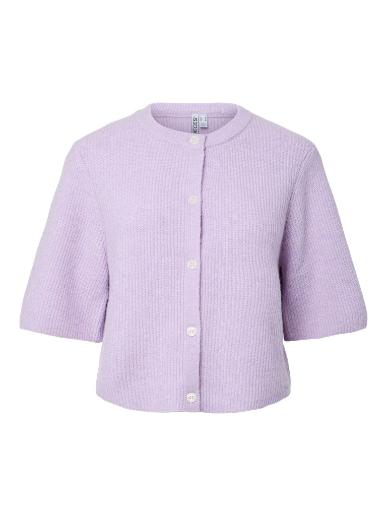 PCSILLY SS O-NECK KNIT CARDIGAN - Pastel Lilac