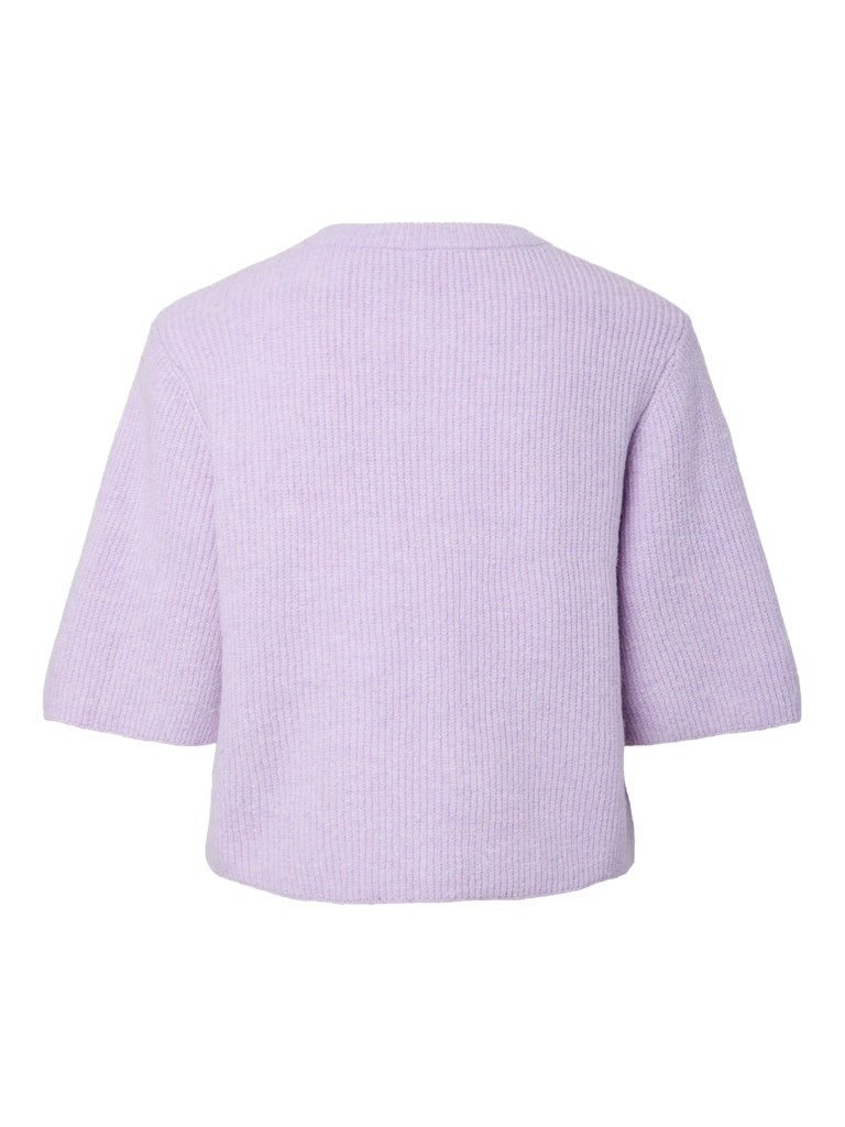 PCSILLY SS O-NECK KNIT CARDIGAN - Pastel Lilac