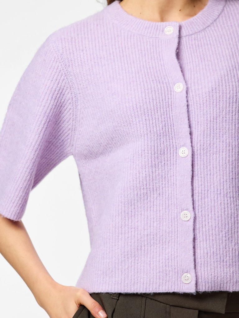 PCSILLY SS O-NECK KNIT CARDIGAN - Pastel Lilac