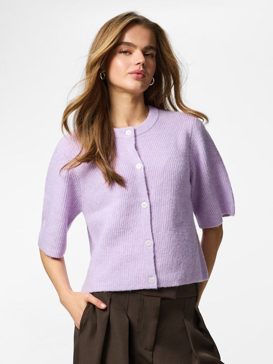 PCSILLY SS O-NECK KNIT CARDIGAN - Pastel Lilac