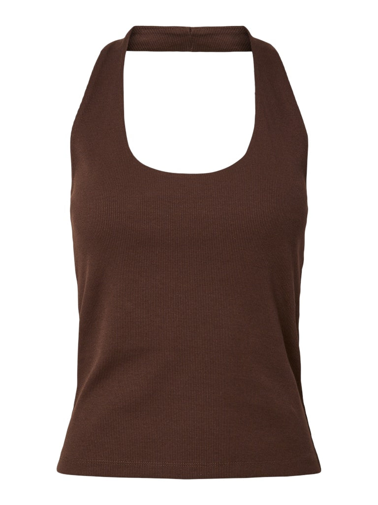 PCMAY HALTERNECK TOP - Chickory Coffee