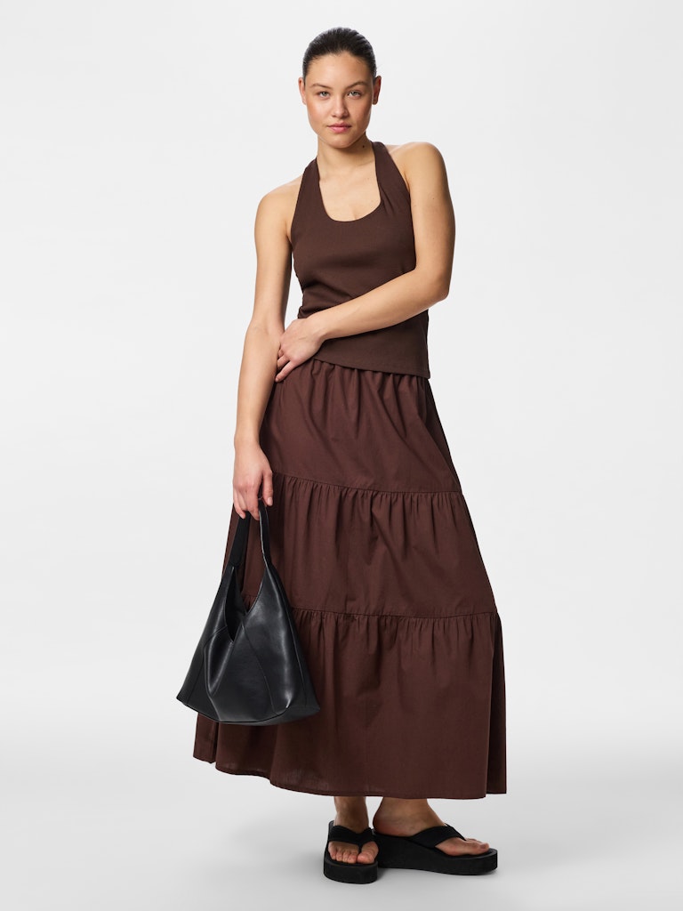 PCMAY HALTERNECK TOP - Chickory Coffee