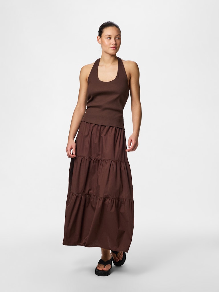 PCMAY HALTERNECK TOP - Chickory Coffee