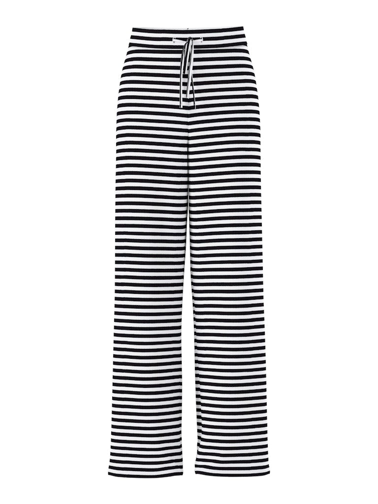 PCLAYA MW WIDE PANTS JRS - Black/Bright White