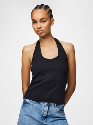PCMAY HALTERNECK TOP - Black