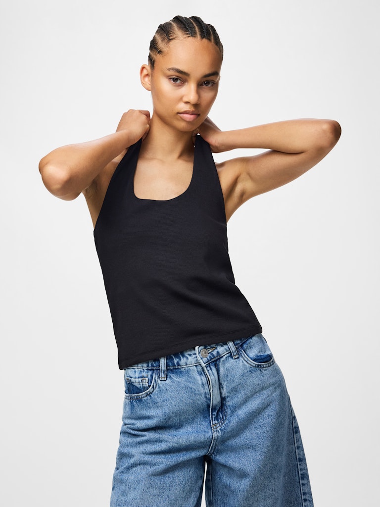 PCMAY HALTERNECK TOP - Black