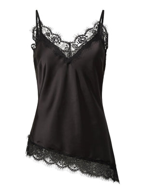 PCJESSA SINGLET W/LACE - Black/Black Lace