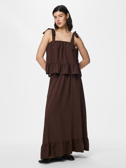 PCJULIA HW VOLUME ANKEL SKIRT - Hot Fudge