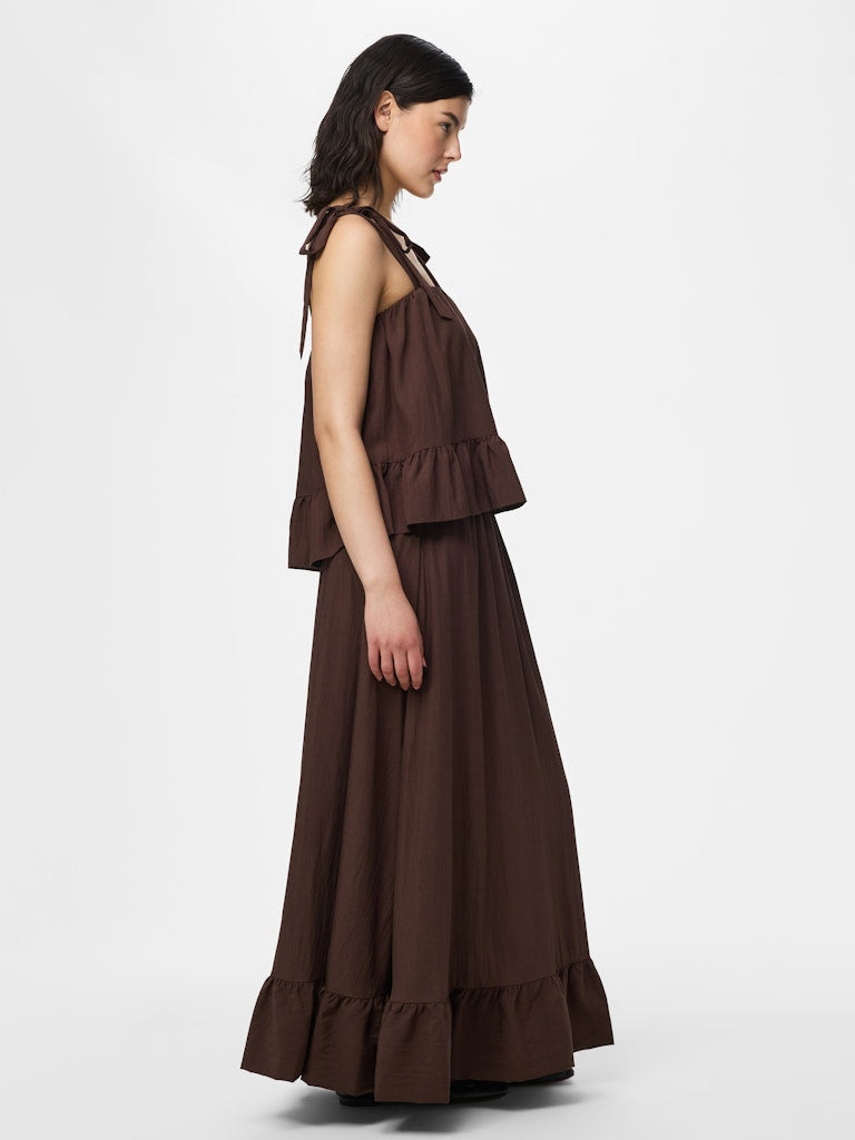 PCJULIA HW VOLUME ANKEL SKIRT - Hot Fudge
