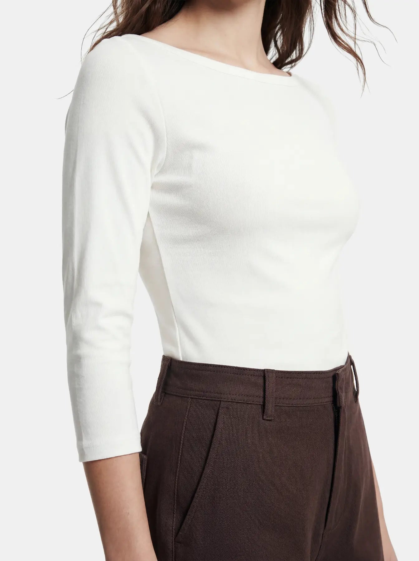 PCPHOEBE 3/4 BOATNECK TOP JRS - Cloud Dancer