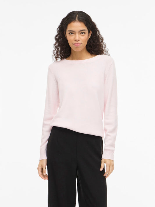 VIRIL O-NECK L/S  KNIT TOP - Cherry Blossom