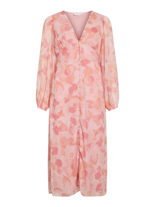 VIKELIA L/S PUFF SLEEVE MIDI DRESS - Cherry Blossom