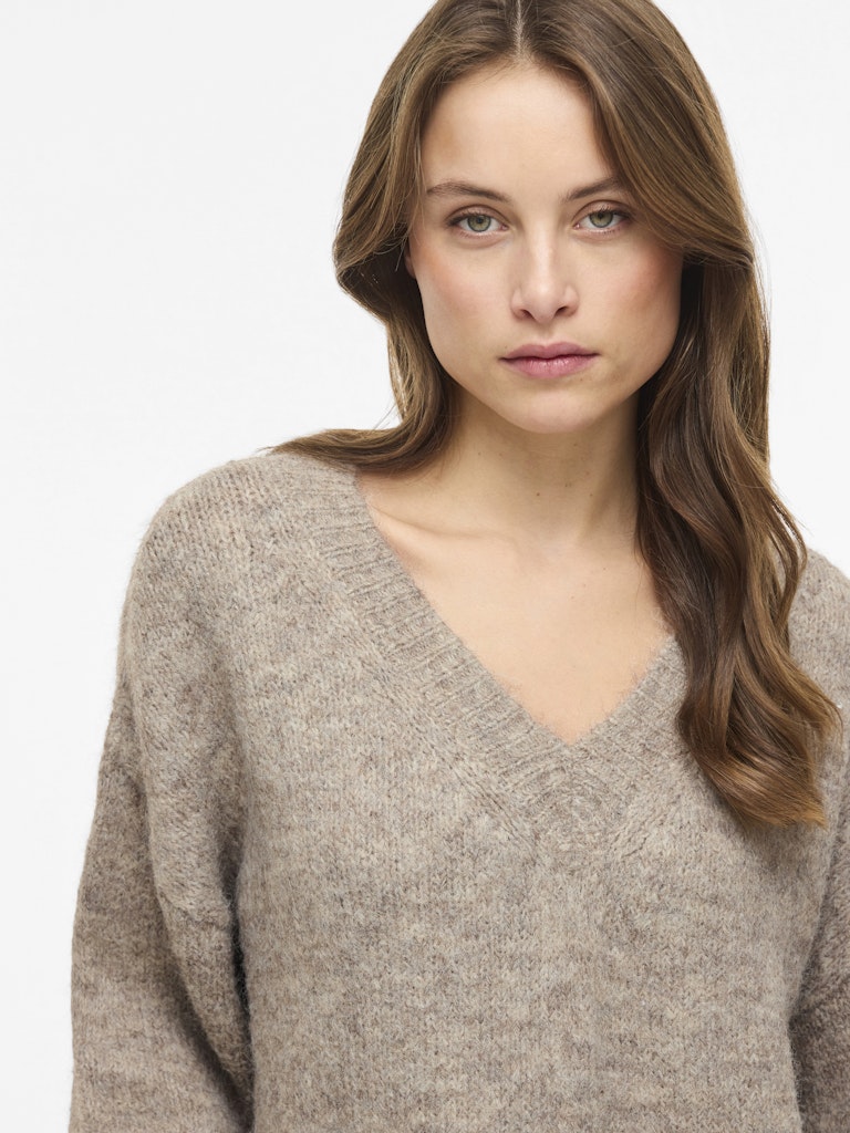 VIMARLEY L/S KNIT PULLOVER - Natural Melange