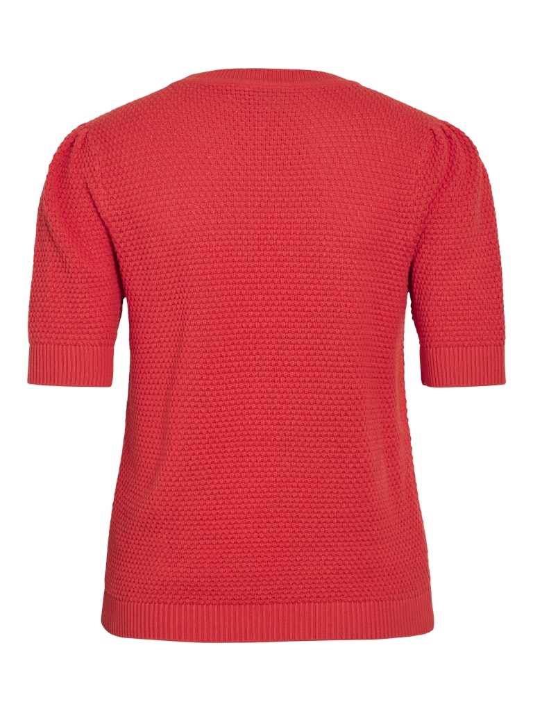 VIDALO O-NECK S/S KNIT TOP - Hibiscus