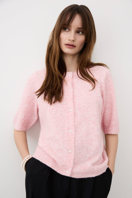 VISEBORA 2/4 KNIT CARDIGAN - Pink Nectar