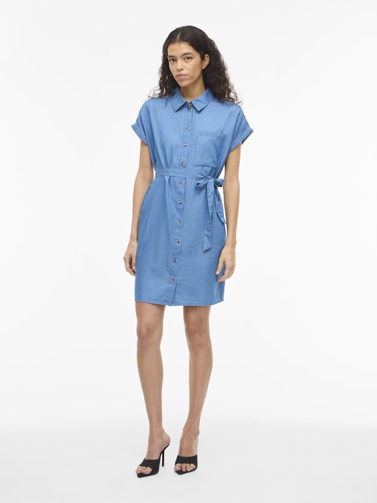 VINORI S/S SHIRT DRESS - Medium Blue Denim