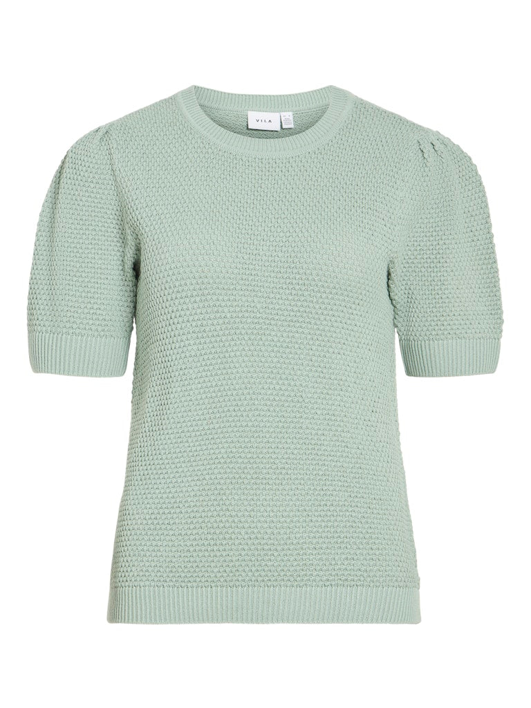 VIDALO O-NECK S/S KNIT TOP - Blue Surf