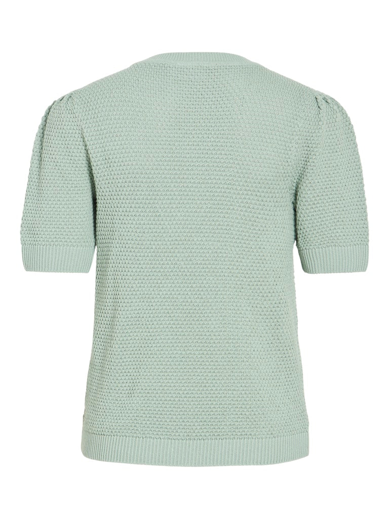 VIDALO O-NECK S/S KNIT TOP - Blue Surf