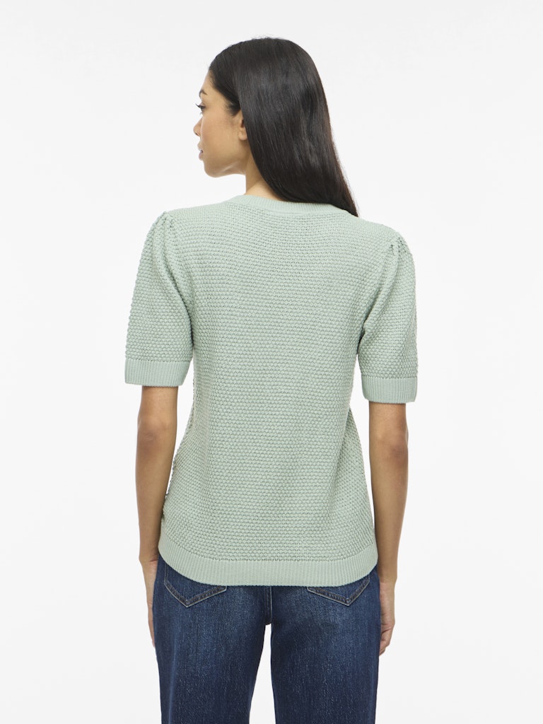 VIDALO O-NECK S/S KNIT TOP - Blue Surf