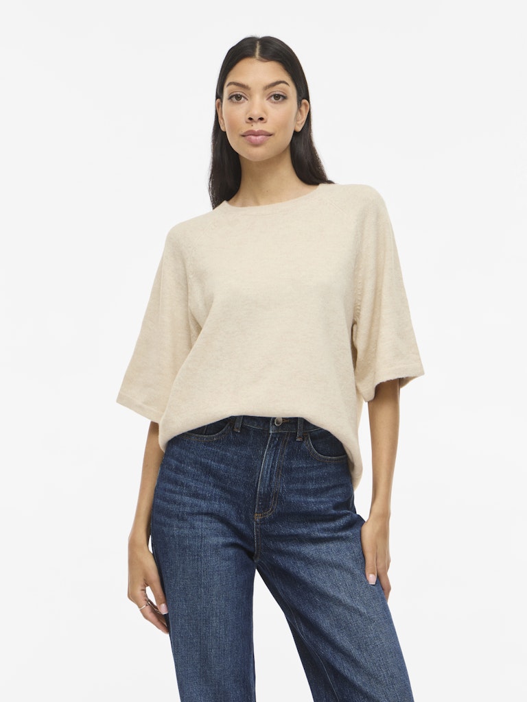 VILIGA 2/4 O-NECK KNIT TOP - Birch