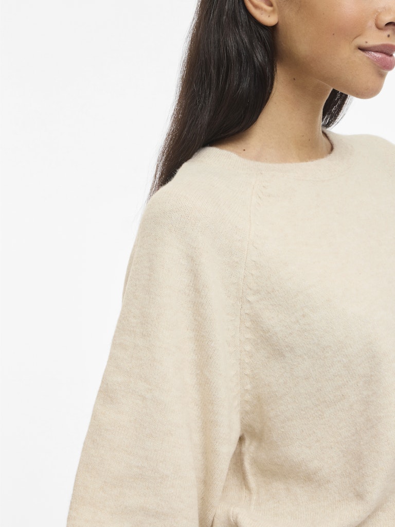 VILIGA 2/4 O-NECK KNIT TOP - Birch