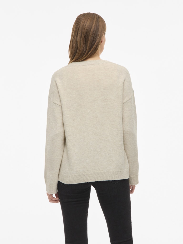 VILIGA L/S O-NECK KNIT TOP - Birch Melange