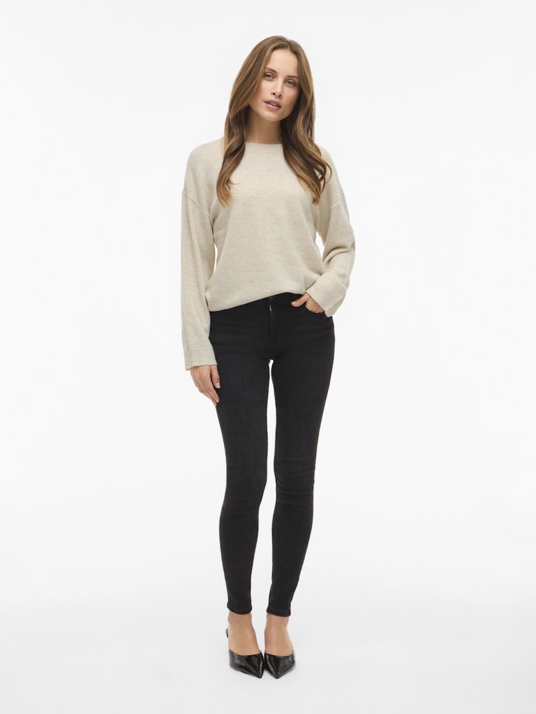 VILIGA L/S O-NECK KNIT TOP - Birch Melange