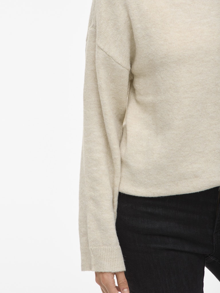 VILIGA L/S O-NECK KNIT TOP - Birch Melange