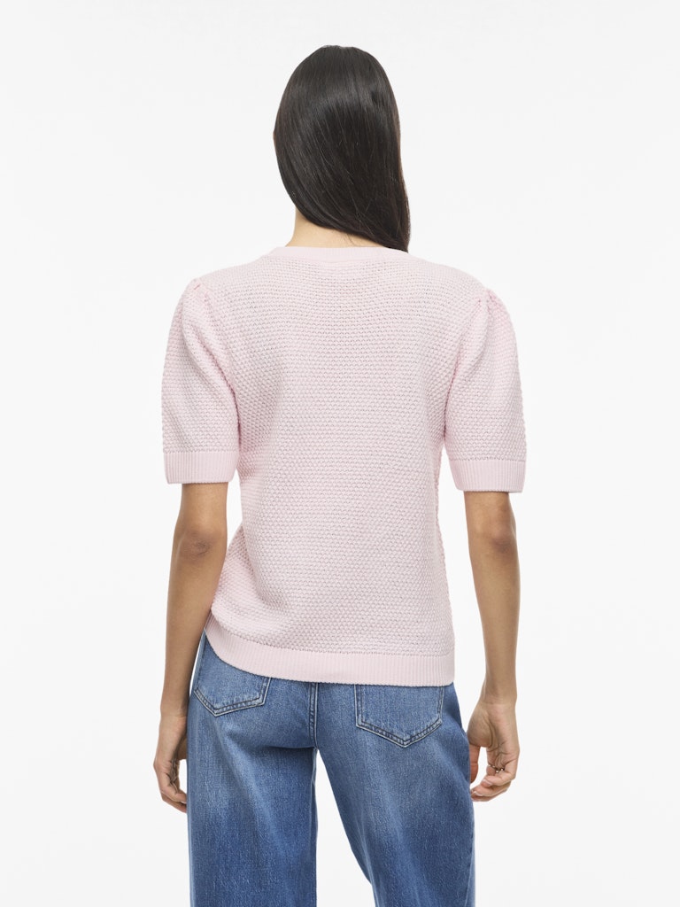 VIDALO O-NECK S/S KNIT TOP - Cherry Blossom