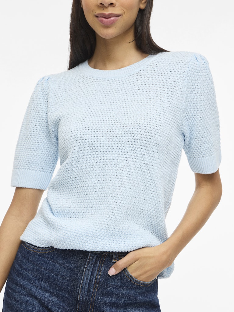 VIDALO O-NECK S/S KNIT TOP - Nantucket Breeze