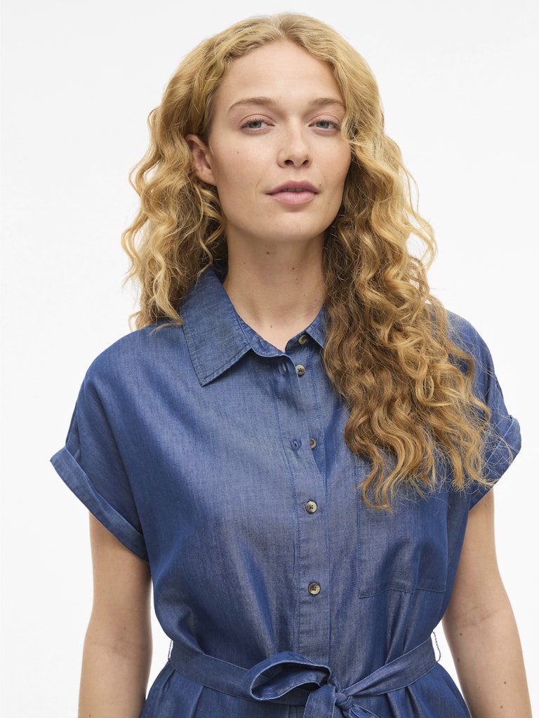VINORI S/S SHIRT DRESS - Dark Blue Denim