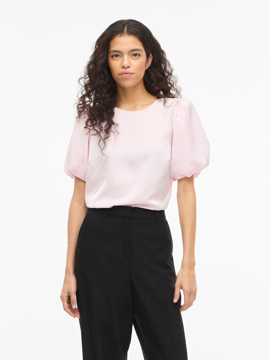 VIELLETTE 2/4 SATIN PUFF TOP - Cherry Blossom