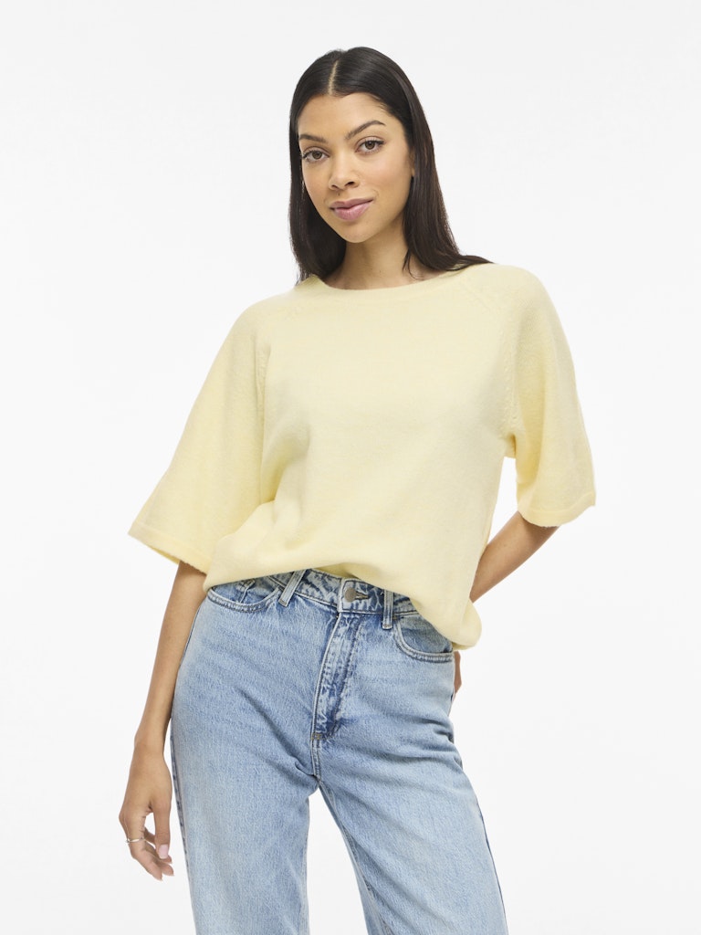 VILIGA 2/4 O-NECK KNIT TOP - Pastel Yellow