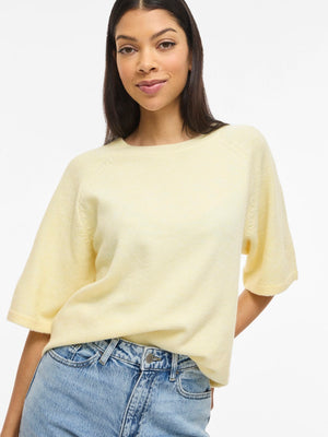 VILIGA 2/4 O-NECK KNIT TOP - Pastel Yellow