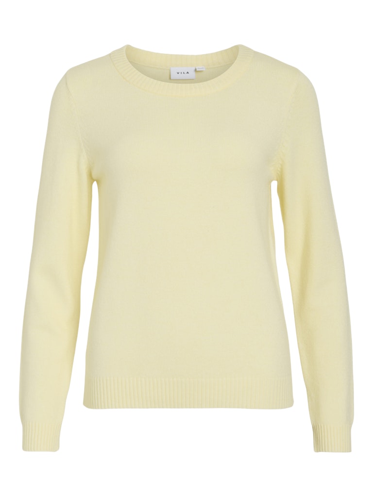 VIRIL O-NECK L/S  KNIT TOP - Pastel Yellow