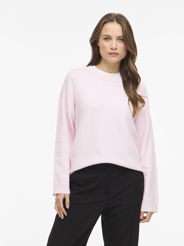 VILIGA L/S O-NECK KNIT TOP - Cherry Blossom Melange