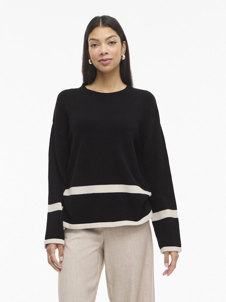 VIRIL O-NECK OVERSIZE L/S KNIT TOP - Black