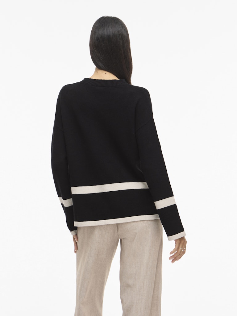 VIRIL O-NECK OVERSIZE L/S KNIT TOP - Black